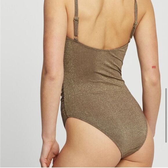 Peony gold swimsuit size 10AU / US6 ruched lined top - Picture 6 of 14